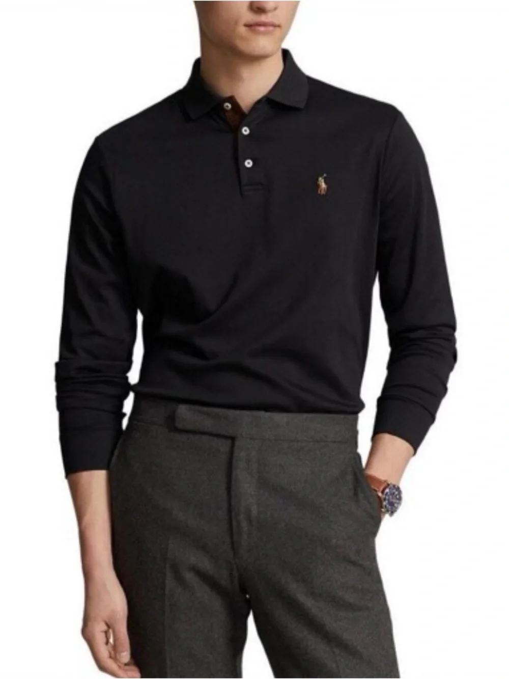 Polo by Ralph Lauren Black Long-Sleeve Classic-Fit Polo
